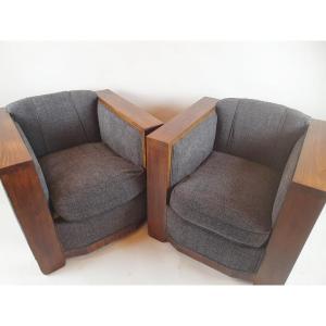 Pair Of Art Deco Club Armchairs