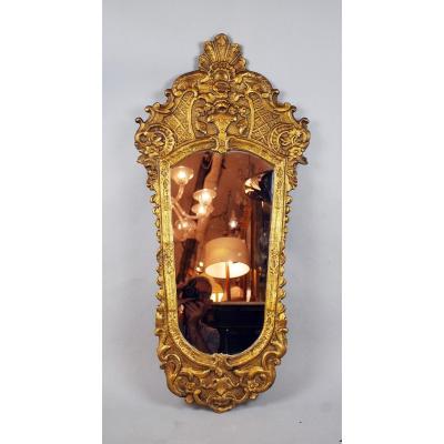 Louis XV Style Mirror In Golden Wood, 19th