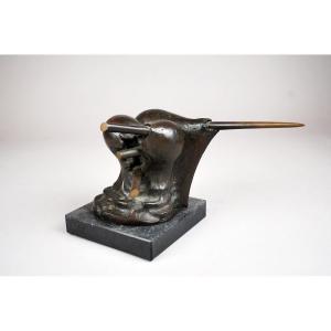 Abstract Sculpture In Bronze By Roland Monteyne