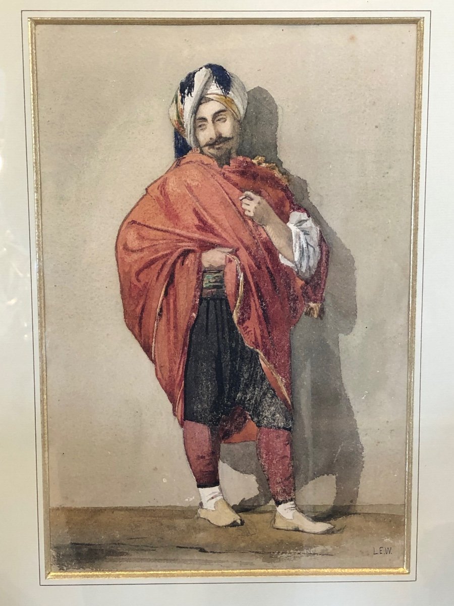 Edwin Lord Weeks 1849 -1903 "oriental In Turban" Watercolor-photo-2