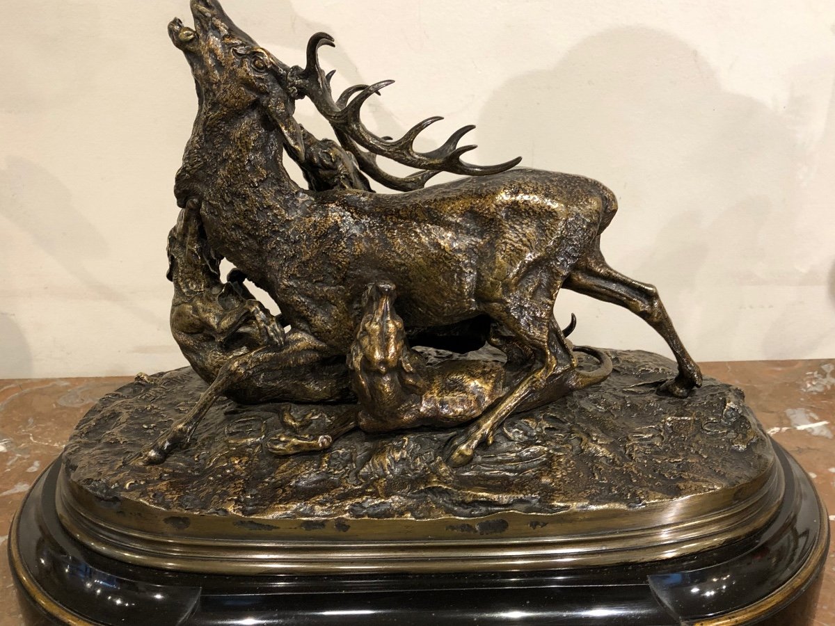 Pierre Jules Mêne 1810-1879 “the Hallali Du Cerf” Important Bronze-photo-2