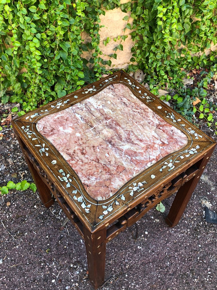 19th Century Indochina Mother-of-pearl & Wood Flying Table -photo-4