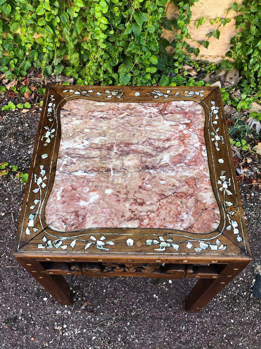 19th Century Indochina Mother-of-pearl & Wood Flying Table -photo-1