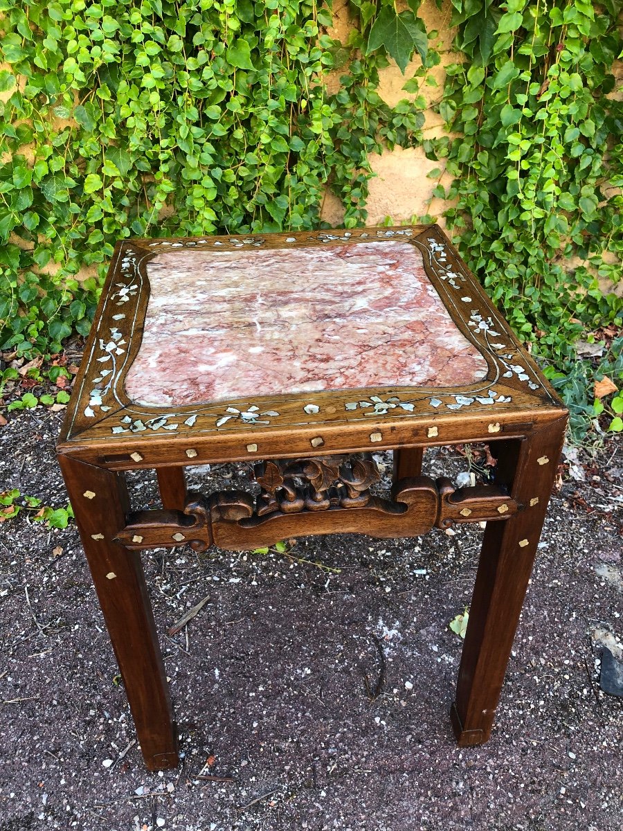 19th Century Indochina Mother-of-pearl & Wood Flying Table -photo-5