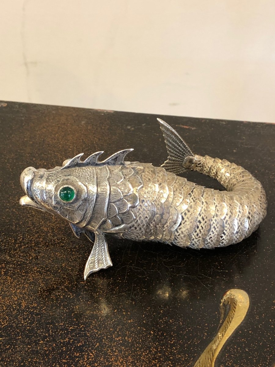 Poisson Articulé En Argent Vers 1900 