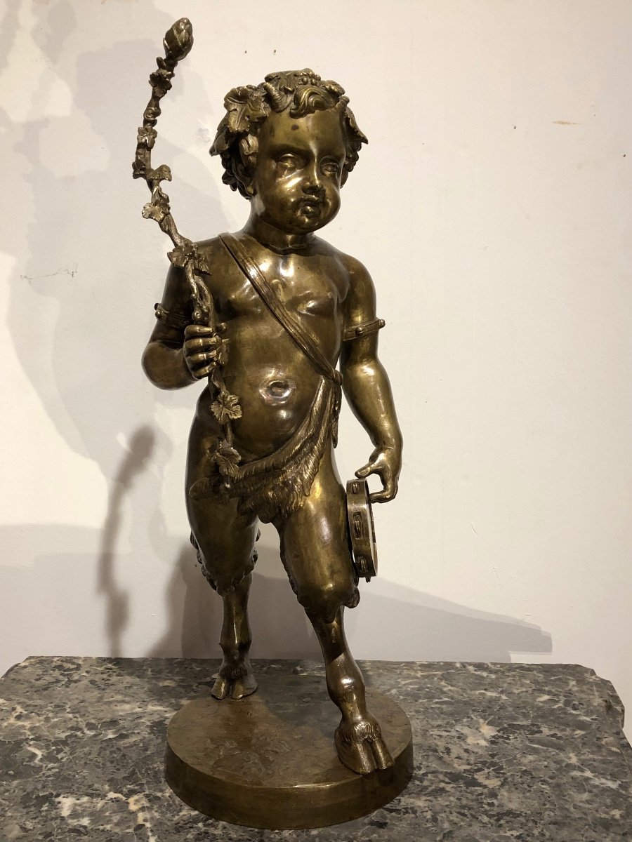 Bronze XIX ème « Bacchus  Au Sceptre Vigneron « -photo-2