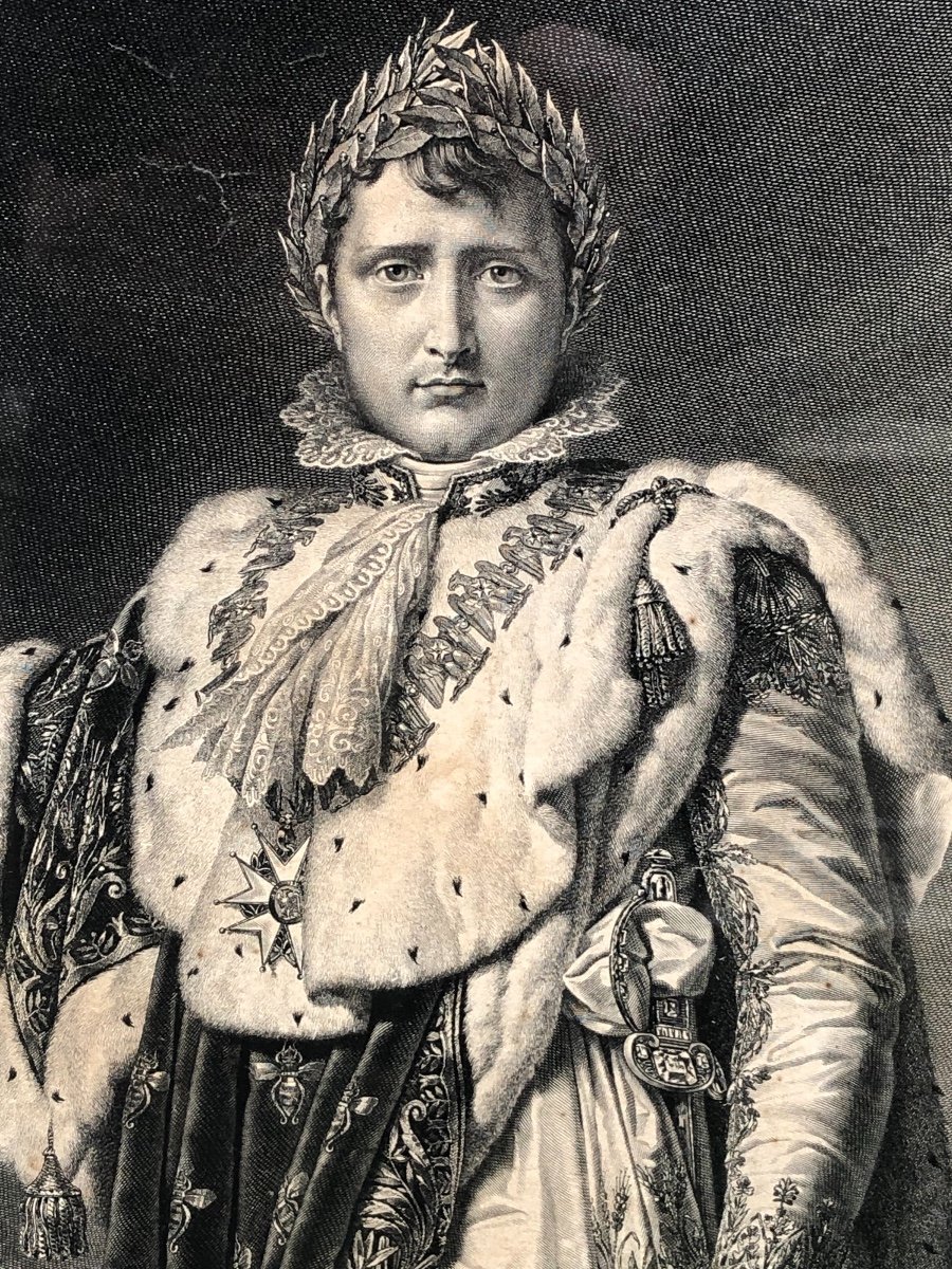 Large Engraving Empire Period "emperor Napoleon 1st In Coronation Dress"-photo-2