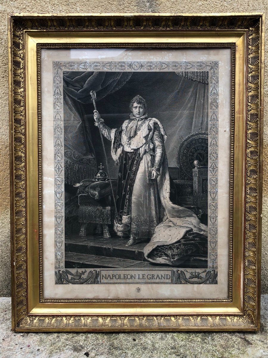 Large Engraving Empire Period "emperor Napoleon 1st In Coronation Dress"-photo-3