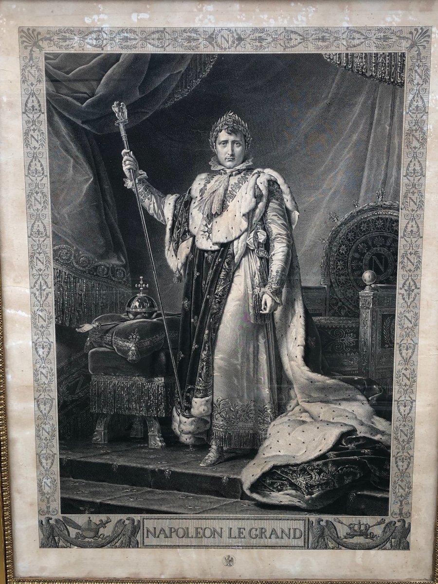 Large Engraving Empire Period "emperor Napoleon 1st In Coronation Dress"-photo-7