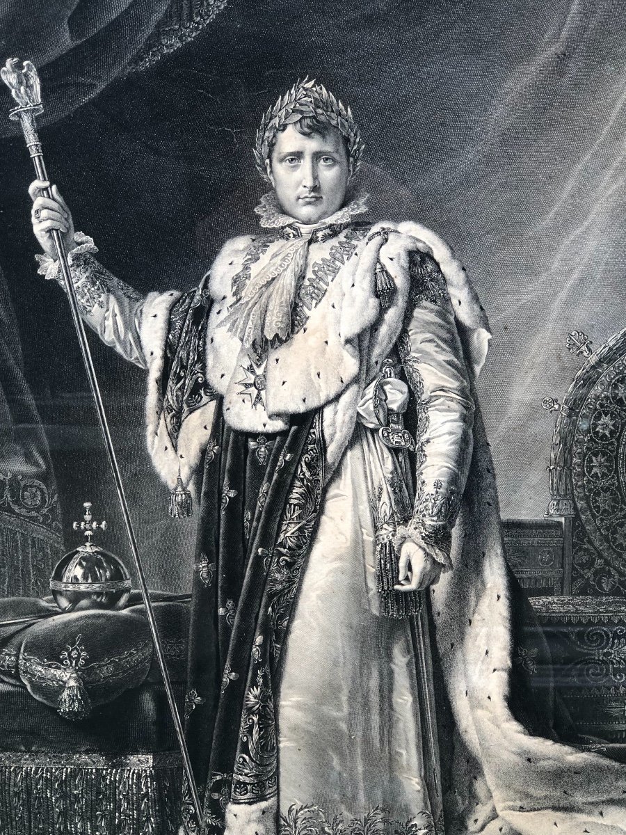 Large Engraving Empire Period "emperor Napoleon 1st In Coronation Dress"