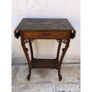 19th Century Writing Table With Lacquer Top “aux Grues Cendrées” Attr To G Viardot “