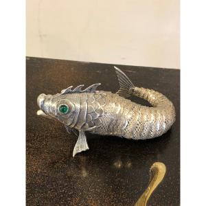 Poisson Articulé En Argent Vers 1900 