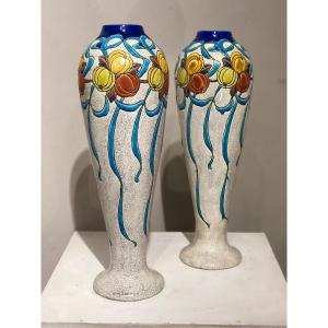 Importante Paire De Vases  Signés Charles Catteau Circa 1925 