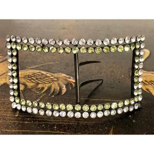 Large Rhinestone Belt Buckle Circa 1900 