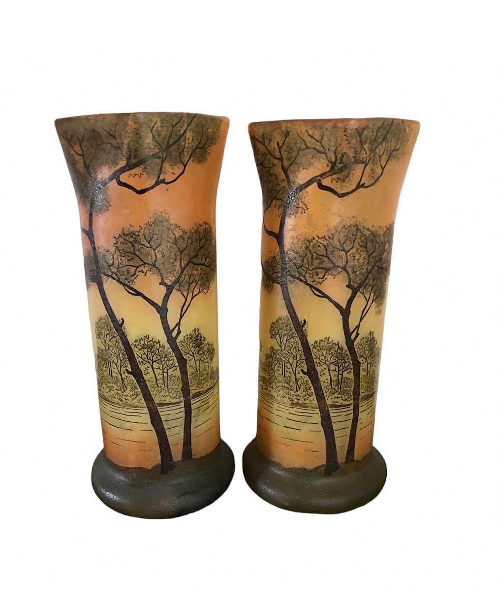 Paire De Vases Legras -photo-2