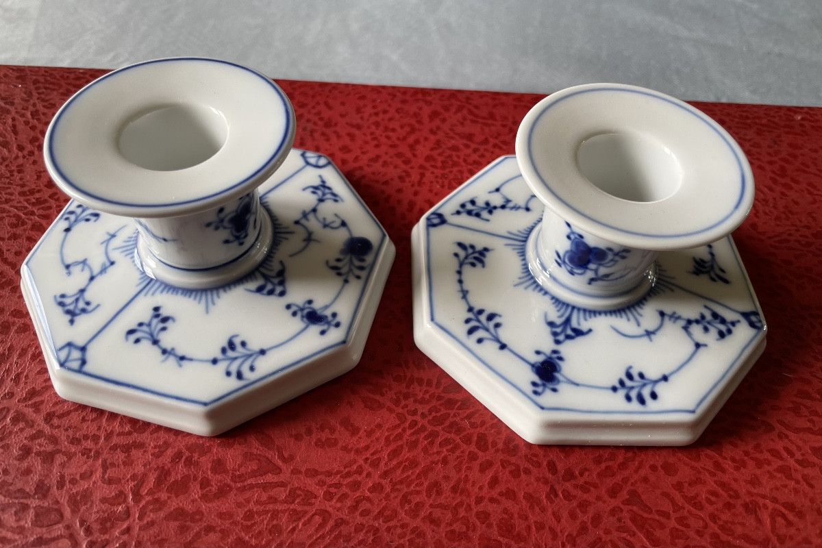 Pair Of Royal Capenhagen Porcelain Candlesticks-photo-2