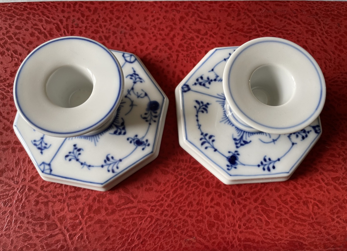 Pair Of Royal Capenhagen Porcelain Candlesticks-photo-3