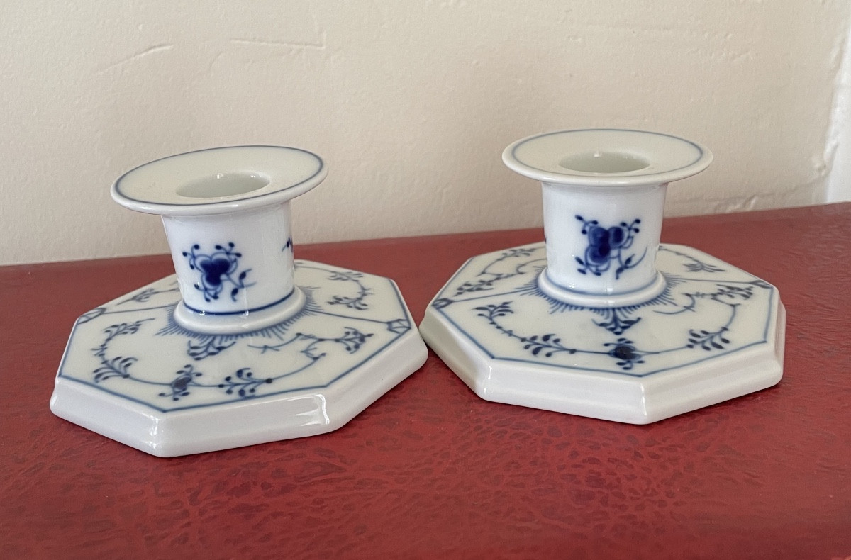 Pair Of Royal Capenhagen Porcelain Candlesticks