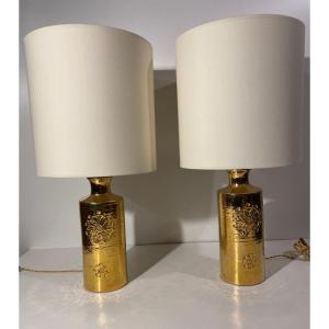 Pair Of Bitossi Bergboms Ceramic Lamps