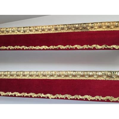 Pair Of Louis XVI Valais, é. Napoleon III, Red Velvet, Repousse Brass