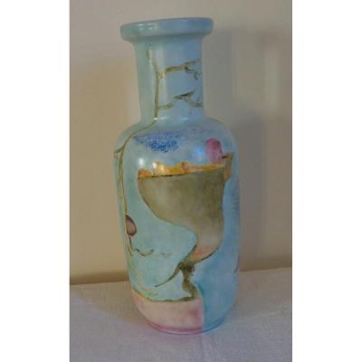 Old Painted Opaline Vase With Surrealist Decor