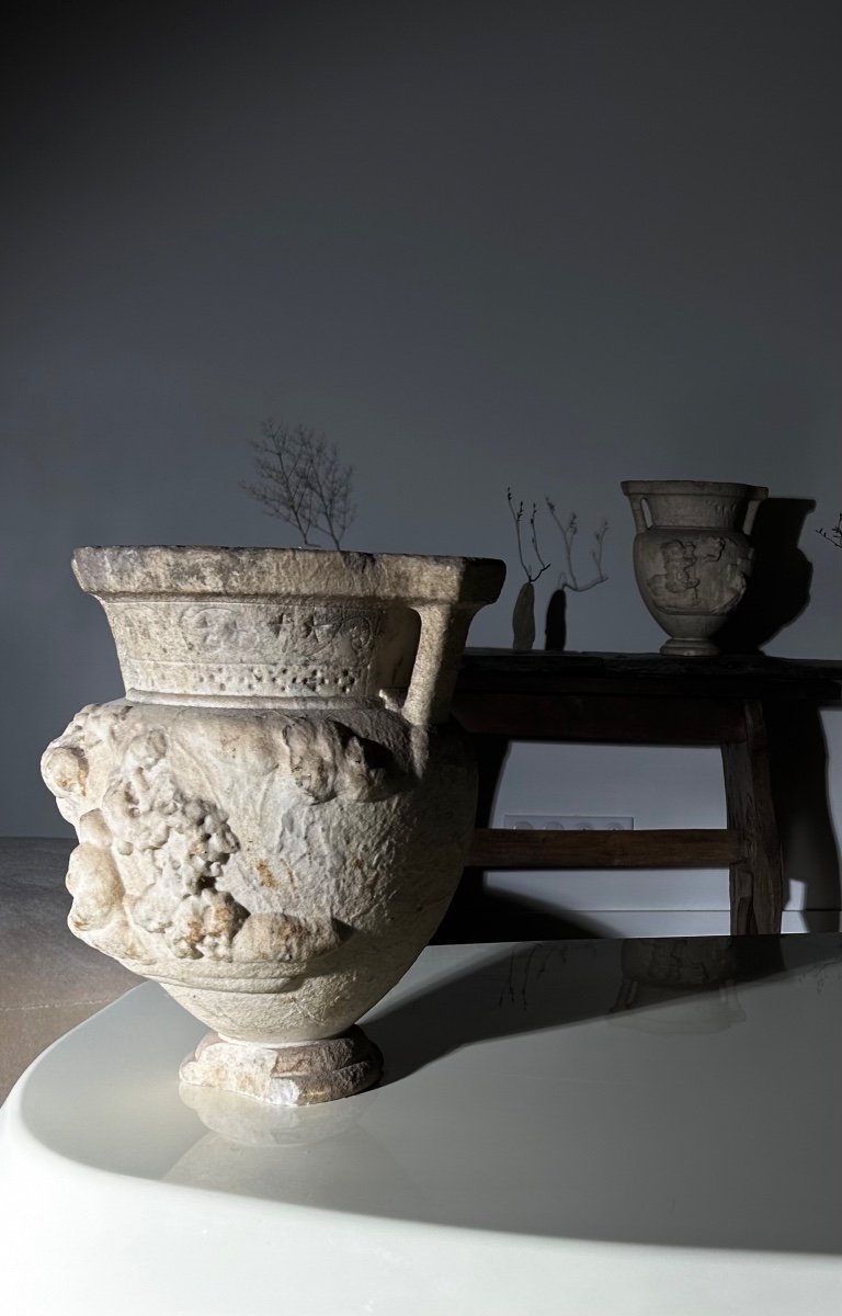 Pair Of Neoclassical Marble Vases Late 18th Early 19th-photo-4