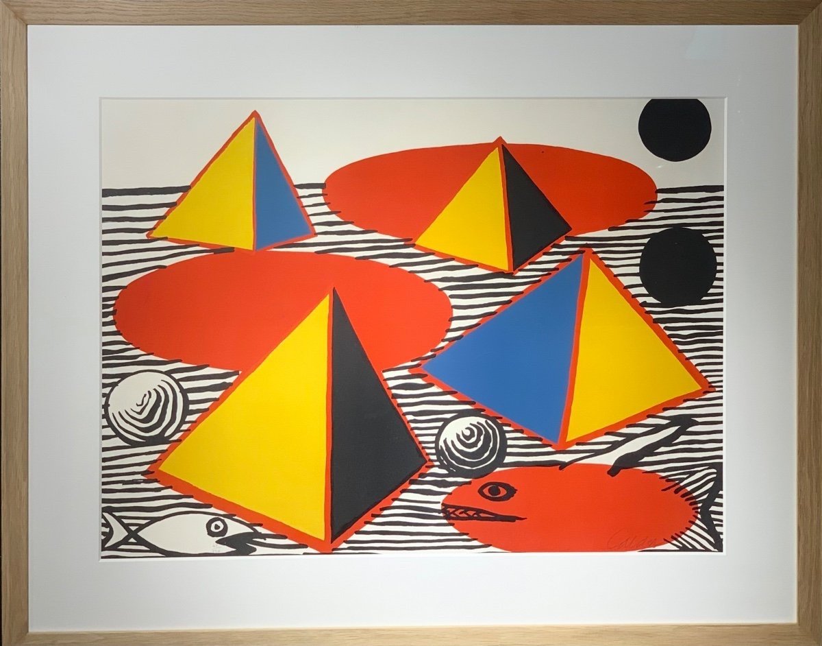 Alexander Calder - Lithographie "fish And Pyramids"-photo-2