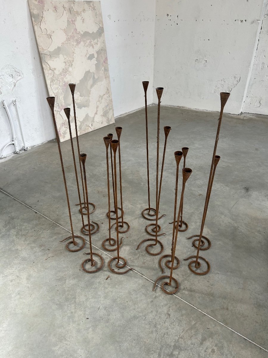 Set Of 16 Brutalist Candlesticks -photo-1