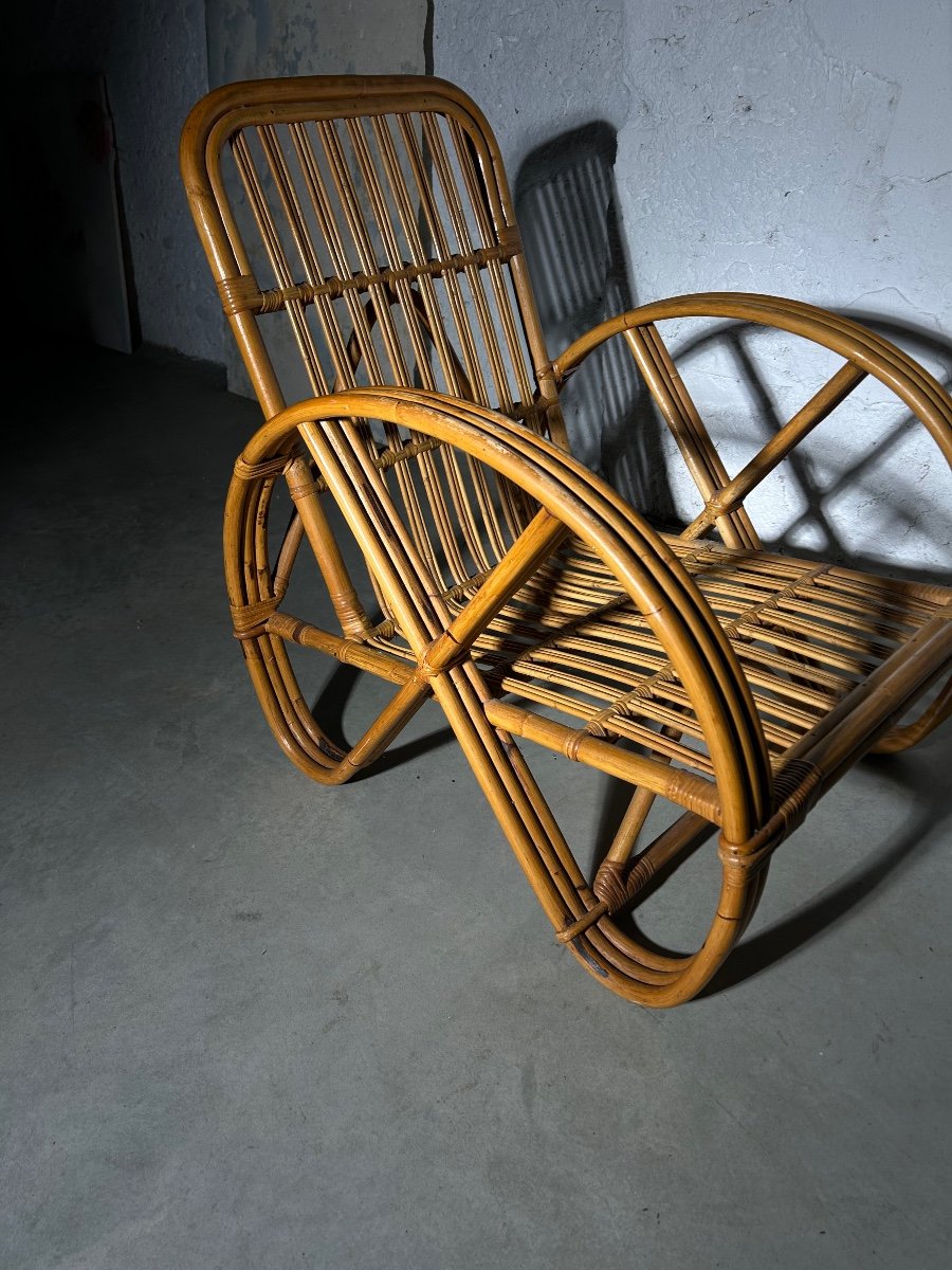 3 Rattan Armchairs Attributed To Paul Frankl-photo-1