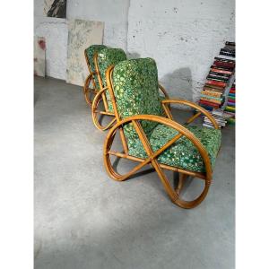 3 Rattan Armchairs Attributed To Paul Frankl