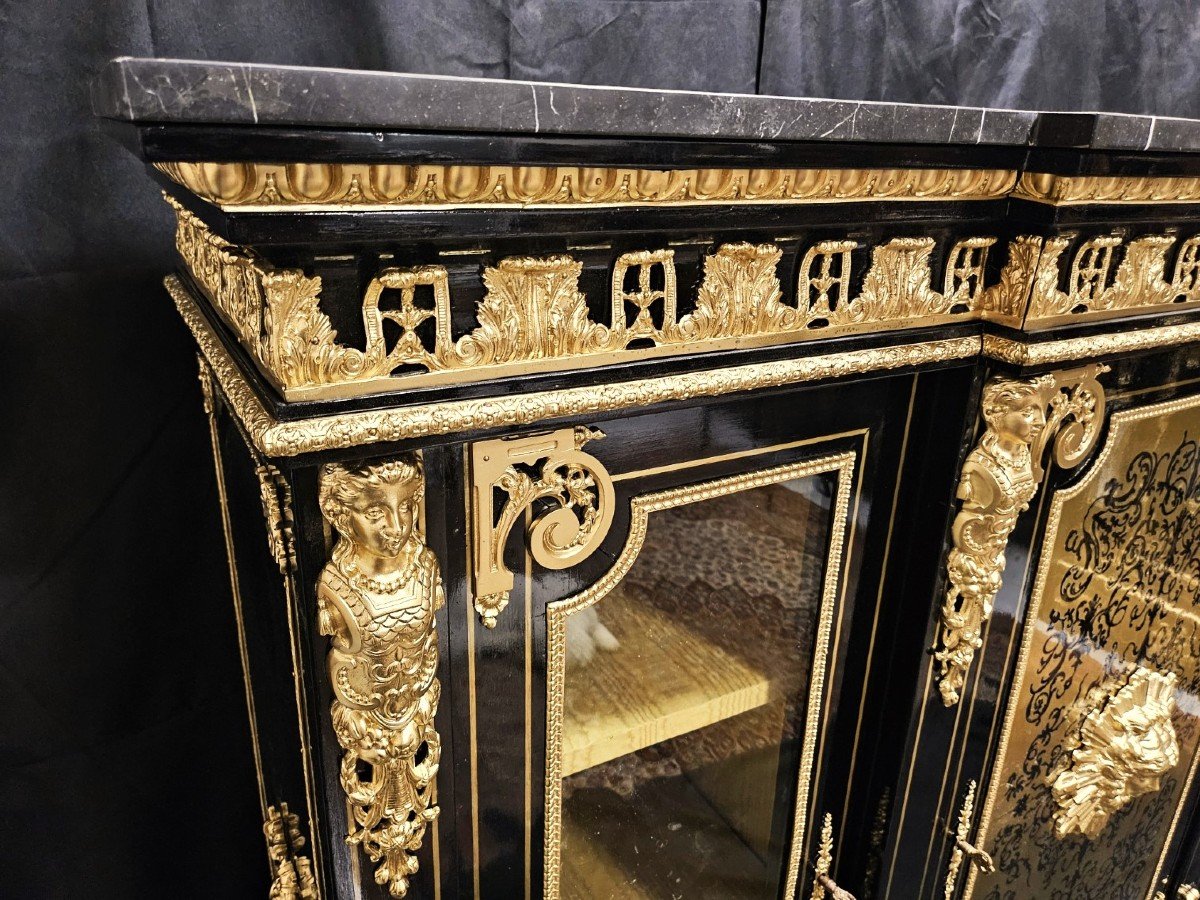 armoire basse formant vitrine BEFORT JEUNE en marqueterie boulle époque Napoléon III napoleon 3-photo-5