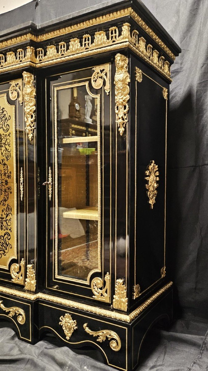 armoire basse formant vitrine BEFORT JEUNE en marqueterie boulle époque Napoléon III napoleon 3-photo-7