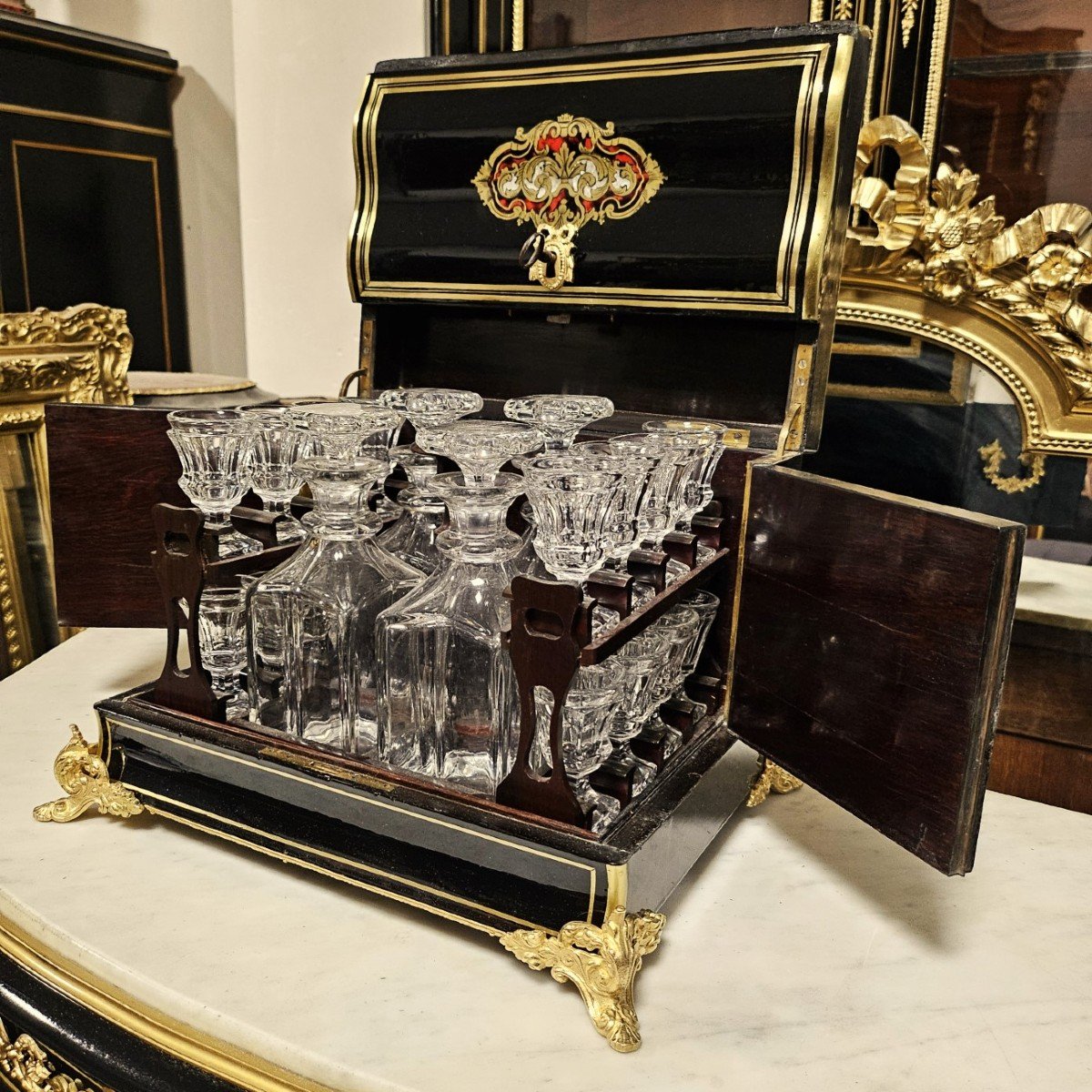 Liqueur Cellar In Boulle Marquetry Napoleon III Period Napoleon 3-photo-4