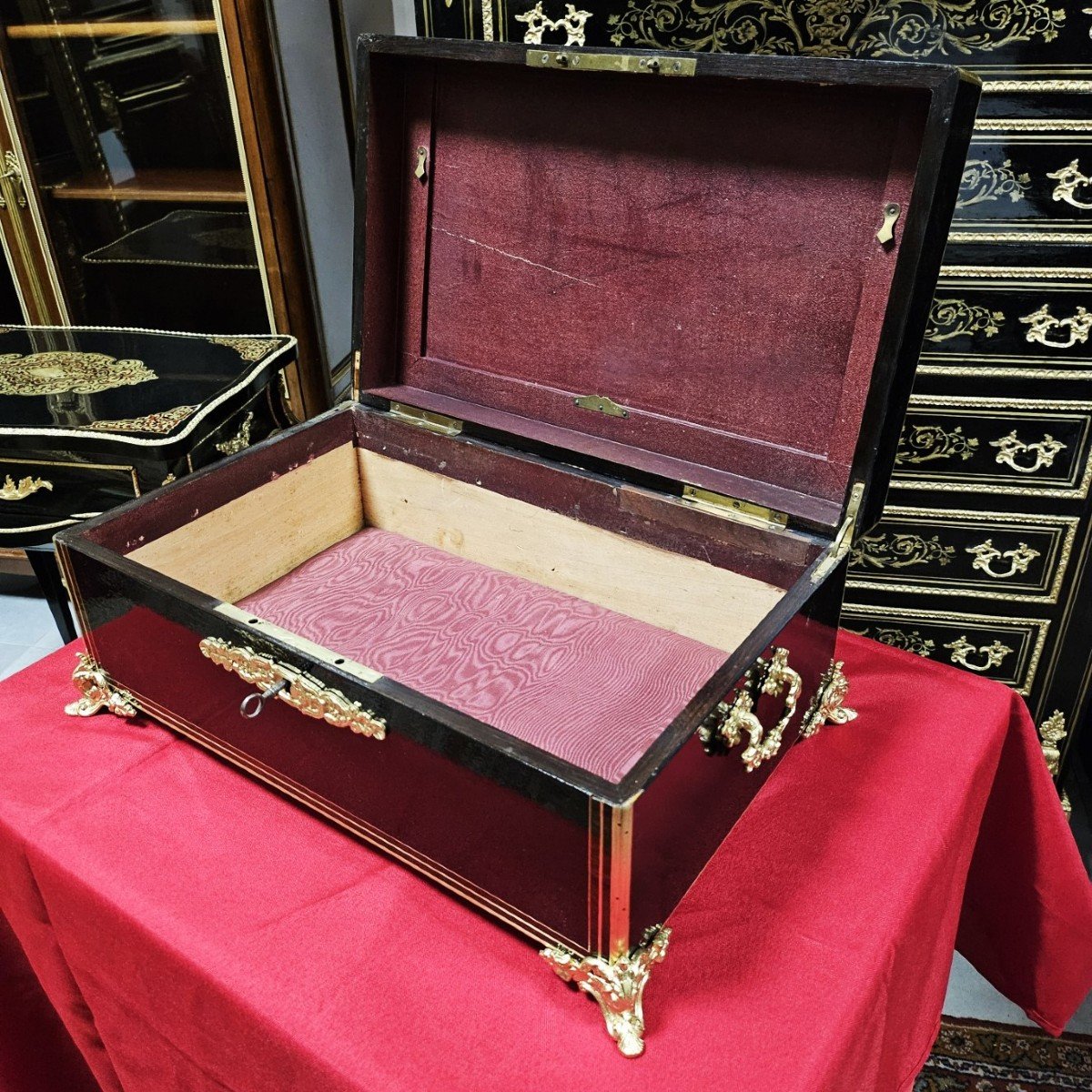 Très Grand Coffret Ou Boite En Marqueterie Boulle époque Napoléon III Napoleon 3-photo-1