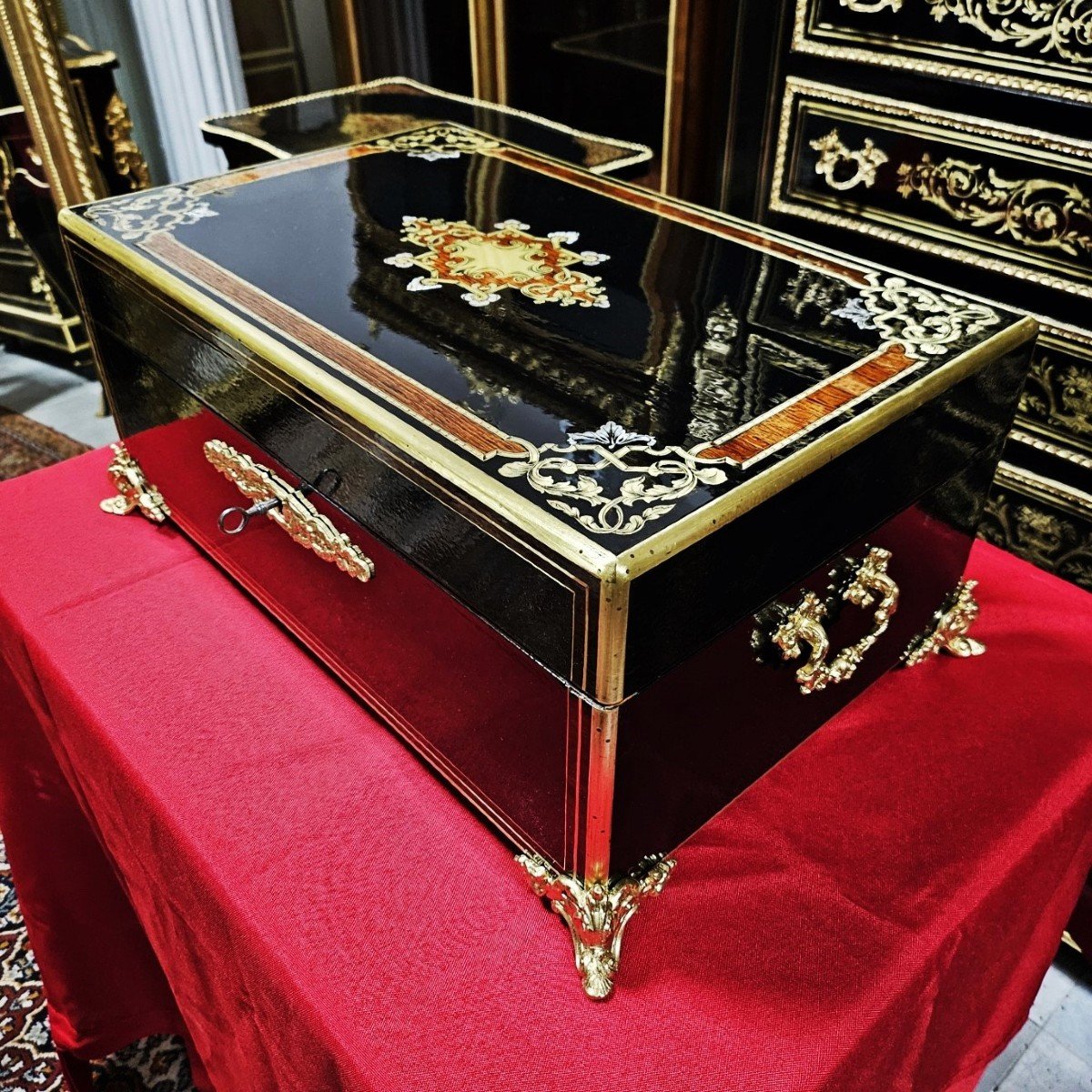 Très Grand Coffret Ou Boite En Marqueterie Boulle époque Napoléon III Napoleon 3