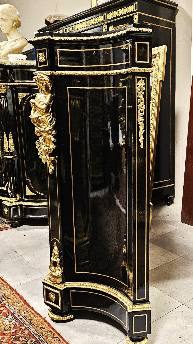 Important Support Unit With Concave Curve Boulle Marquetry Napoleon 3 Period Napoleon III-photo-1