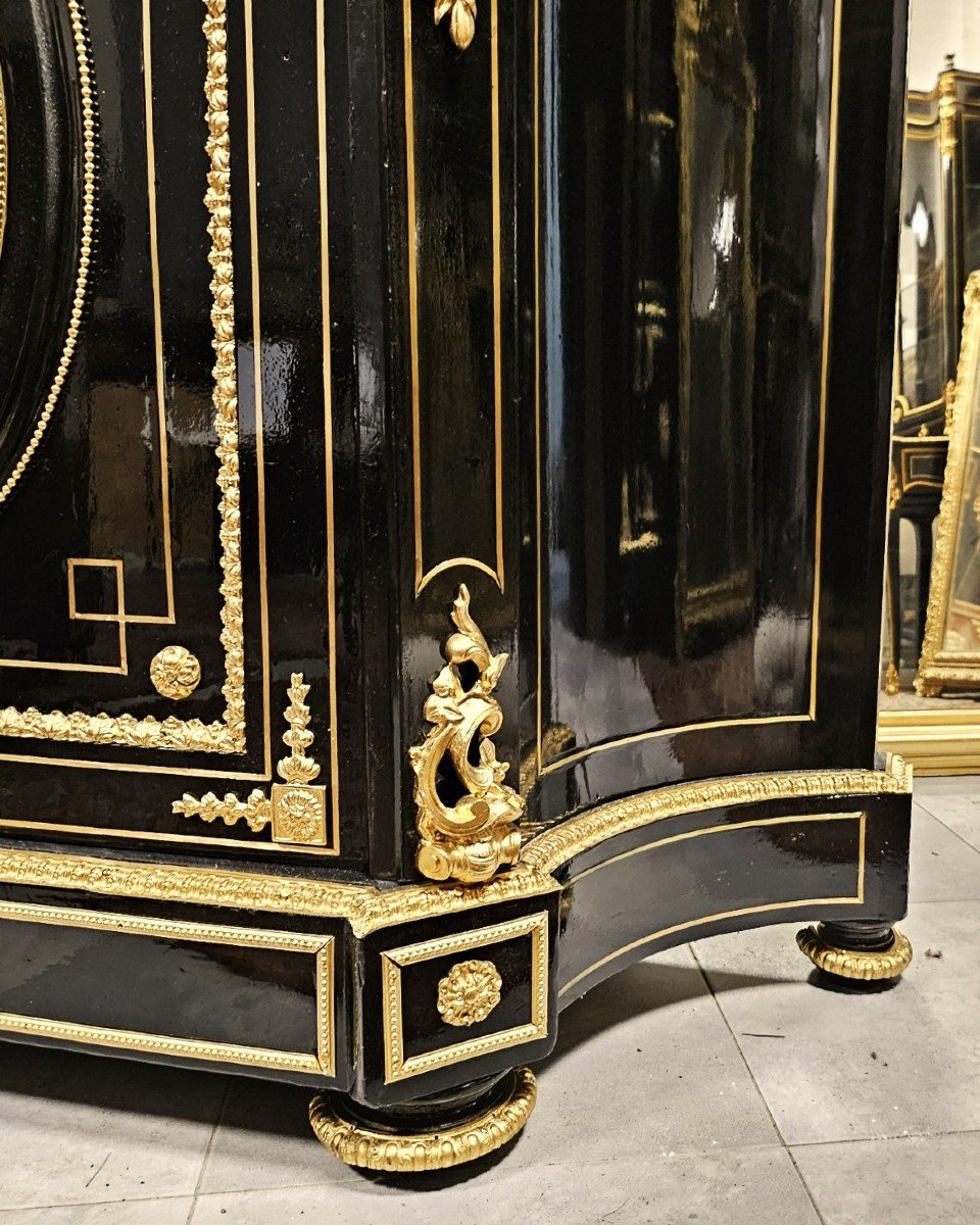 Important Support Unit With Concave Curve Boulle Marquetry Napoleon 3 Period Napoleon III-photo-3