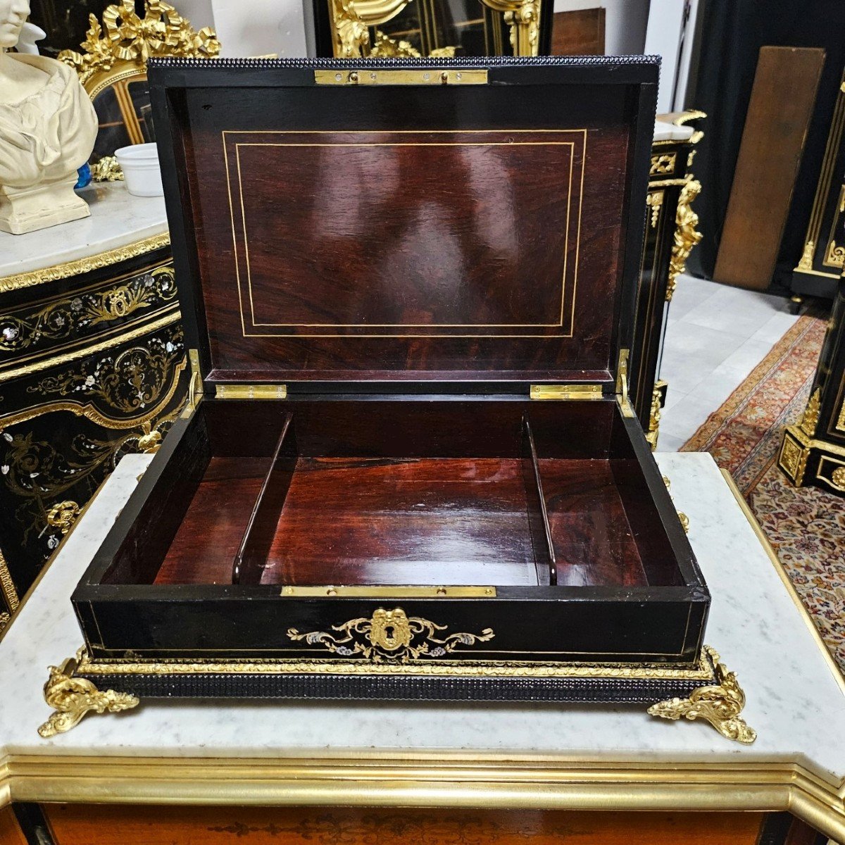 Grand Coffret Ou Boite En Marqueterie Boulle époque Napoléon III Napoleon 3-photo-2