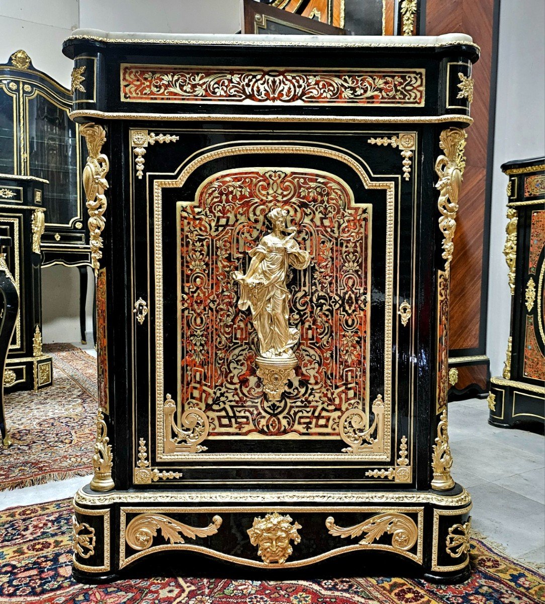 Support Cabinet In Boulle Tortoiseshell Marquetry And Brass Napoleon III Period Napoleon 3