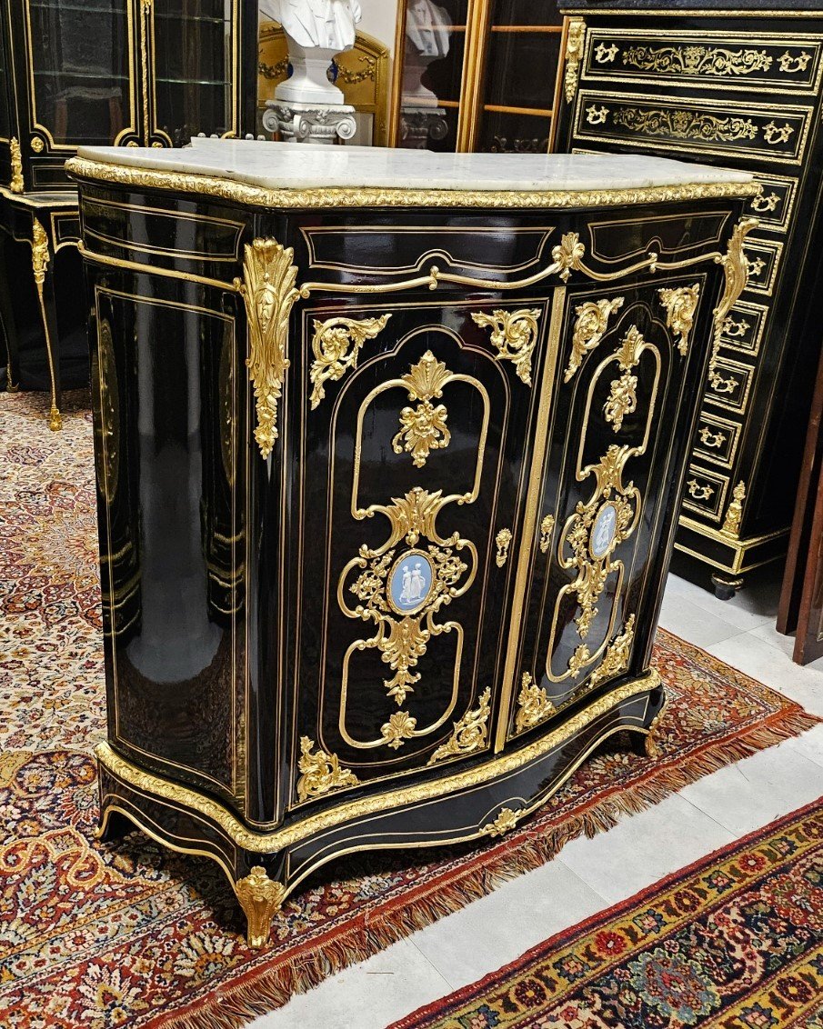 Rare Support Unit Two Doors Boulle Marquetry Napoleon III Period Napoleon 3-photo-2