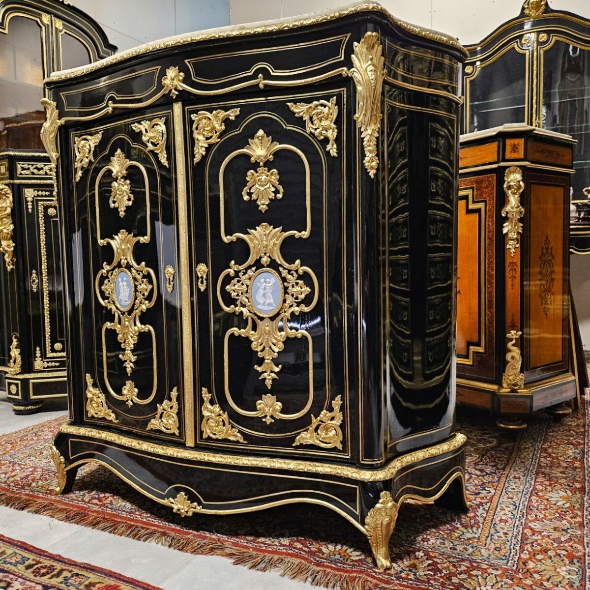 Rare Support Unit Two Doors Boulle Marquetry Napoleon III Period Napoleon 3-photo-4