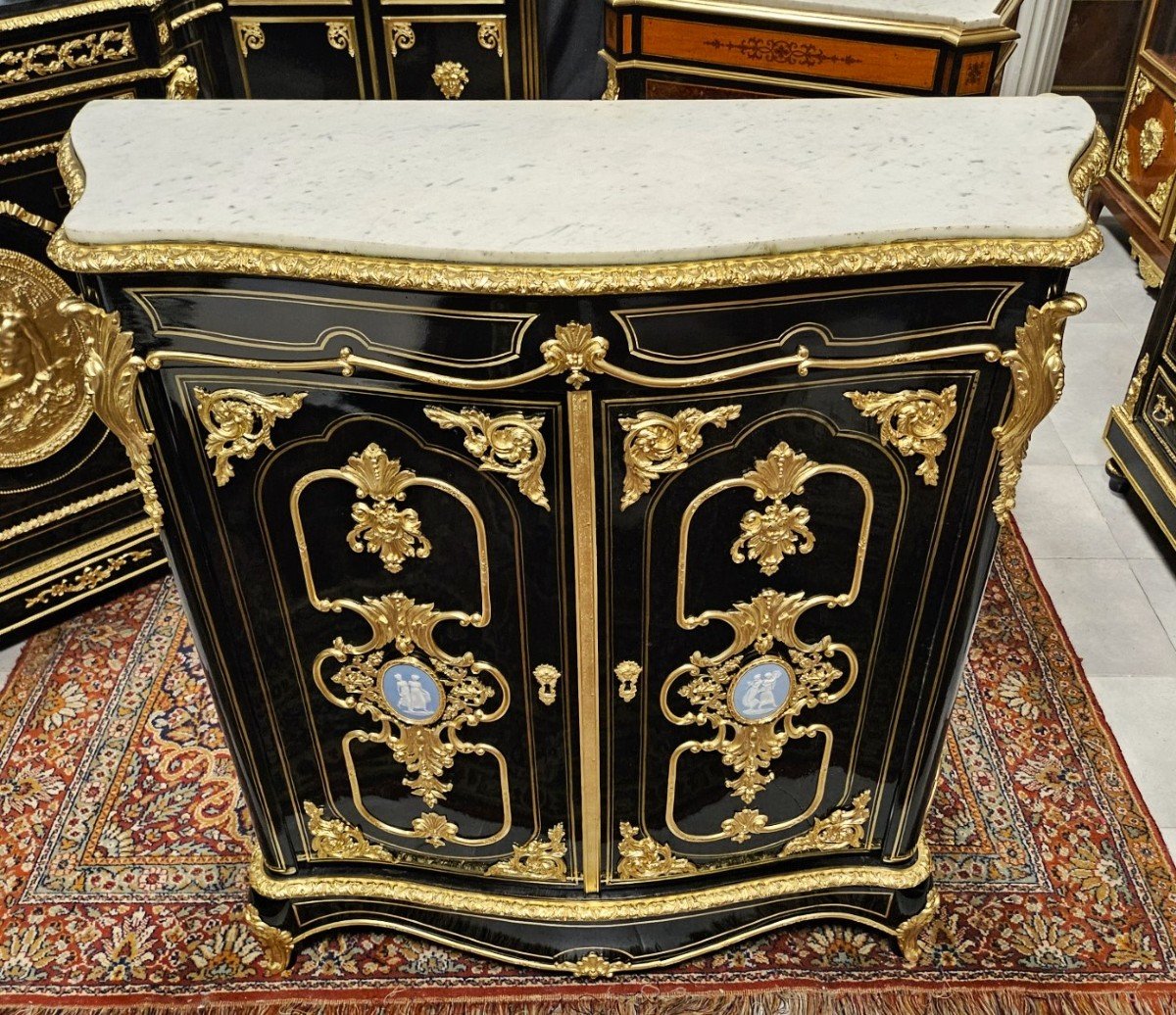 Rare Support Unit Two Doors Boulle Marquetry Napoleon III Period Napoleon 3-photo-2