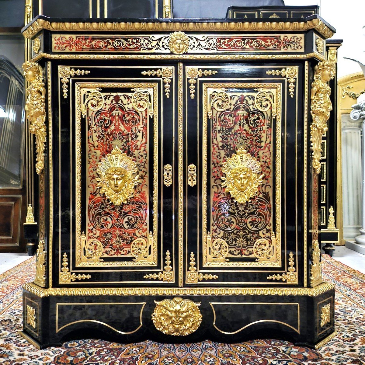 Support Unit 2 Doors In Boulle Tortoiseshell Marquetry And Brass Th. Napoleon III Napoleon 3-photo-1