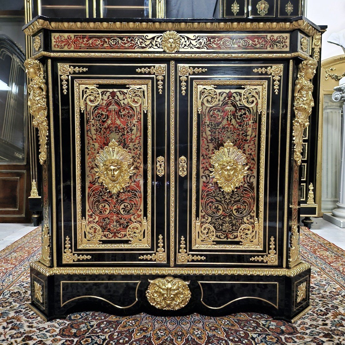 Support Unit 2 Doors In Boulle Tortoiseshell Marquetry And Brass Th. Napoleon III Napoleon 3-photo-2