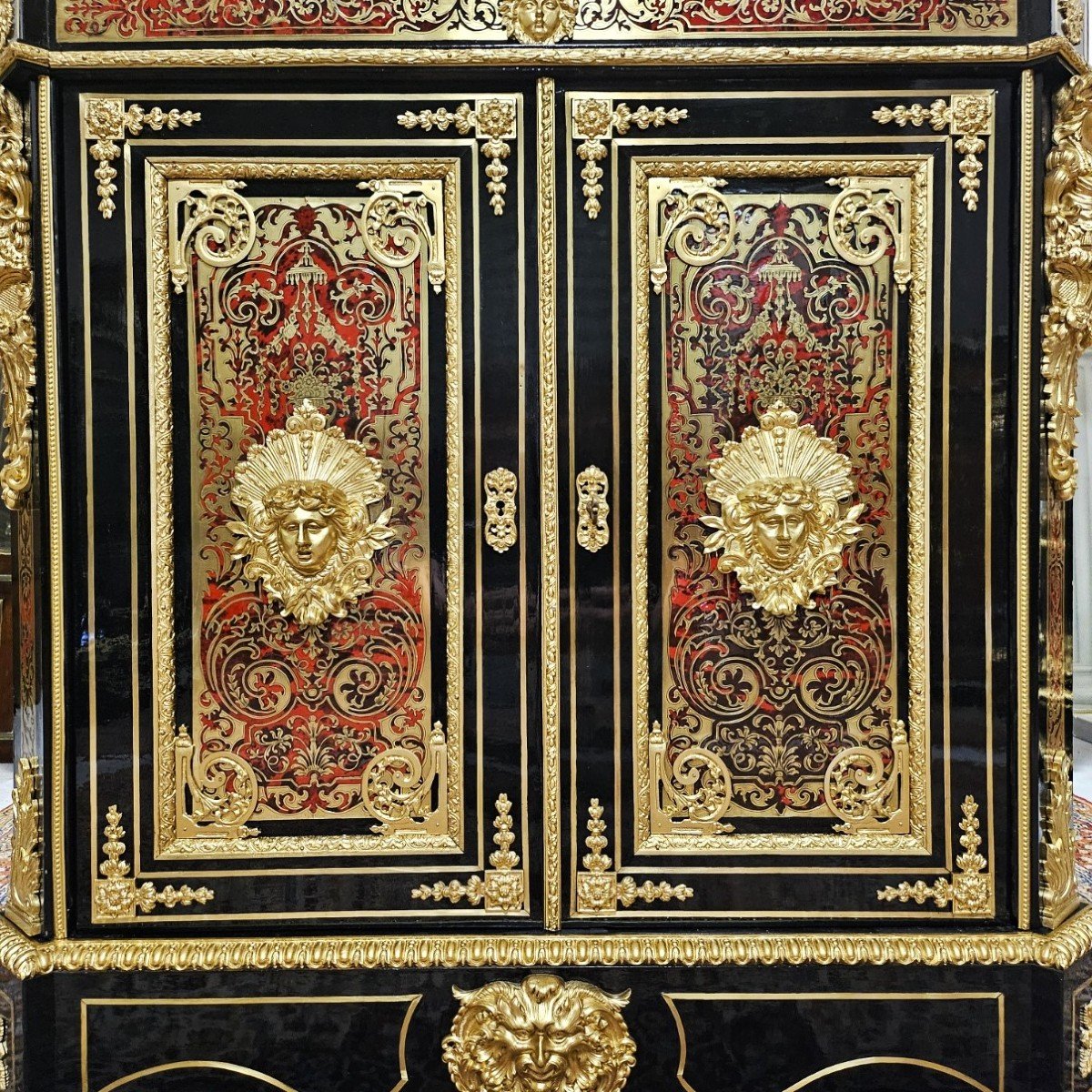 Support Unit 2 Doors In Boulle Tortoiseshell Marquetry And Brass Th. Napoleon III Napoleon 3-photo-3