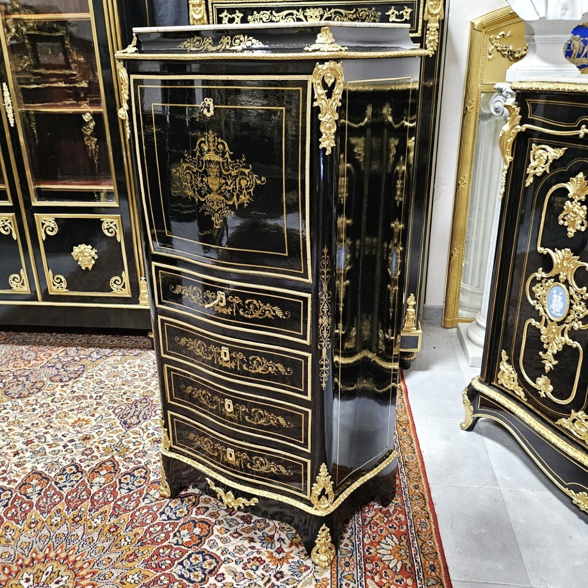 Lady's Secretary In Boulle Marquetry, Napoleon III Period Napoleon 3-photo-2