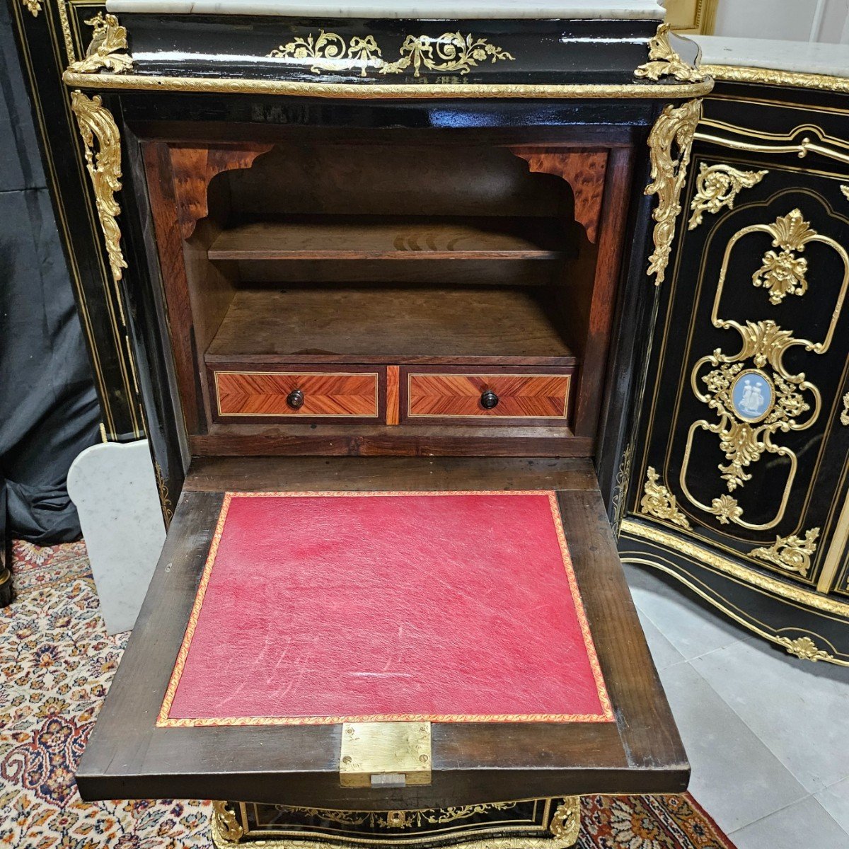 Lady's Secretary In Boulle Marquetry, Napoleon III Period Napoleon 3-photo-4