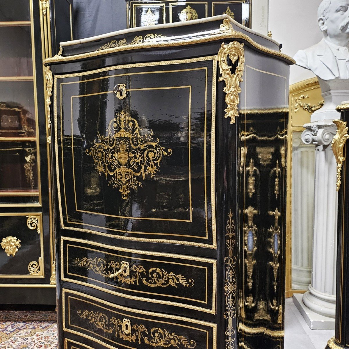 Lady's Secretary In Boulle Marquetry, Napoleon III Period Napoleon 3-photo-5