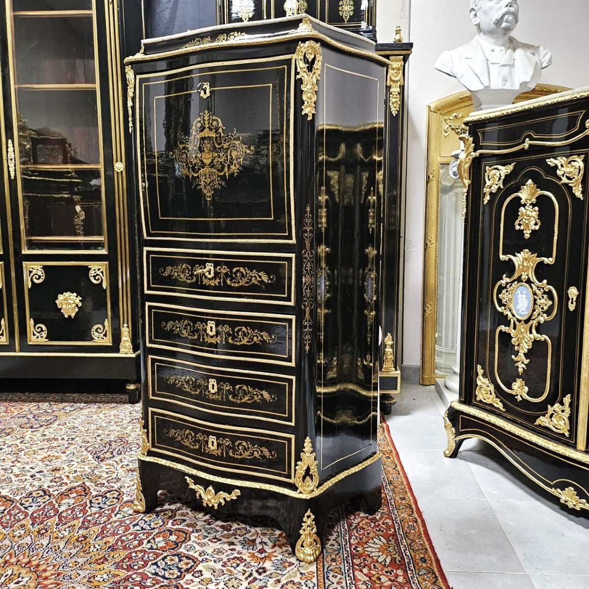 Lady's Secretary In Boulle Marquetry, Napoleon III Period Napoleon 3-photo-6