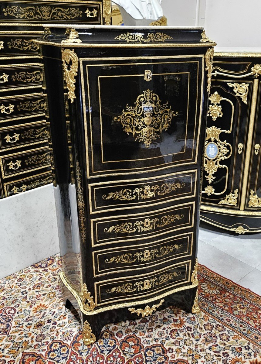 Lady's Secretary In Boulle Marquetry, Napoleon III Period Napoleon 3